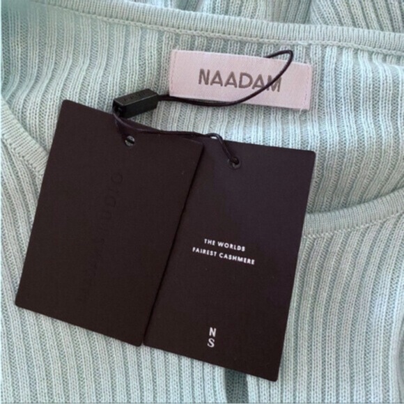 NEW Naadam Silk Cashmere Ribbed Short Sleeve Cardigan Pale Blue XS - Picture 11 of 14